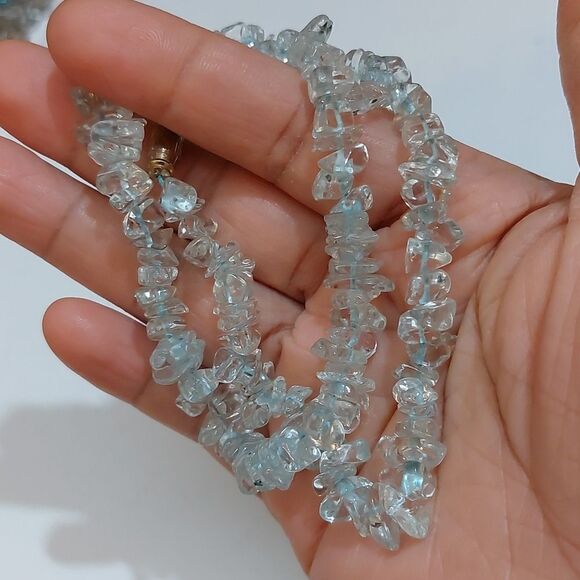 Vintage Clear Glass Crystals Chipped Beads Choker Necklace - Picture 2 of 4